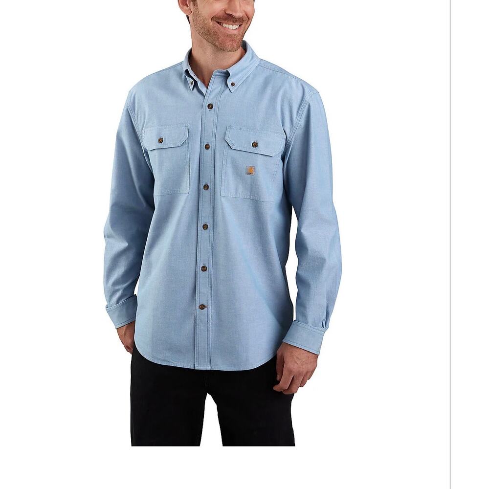 Carhartt Men's Fort Loose Fit Long Sleeve Chambray Shirt, Size Large